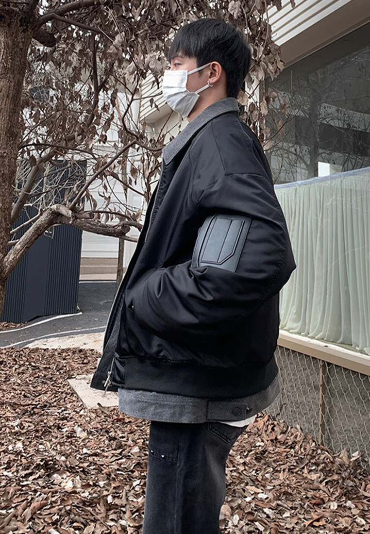 Winter premium denim patchwork jacket jacket CA24101414BK