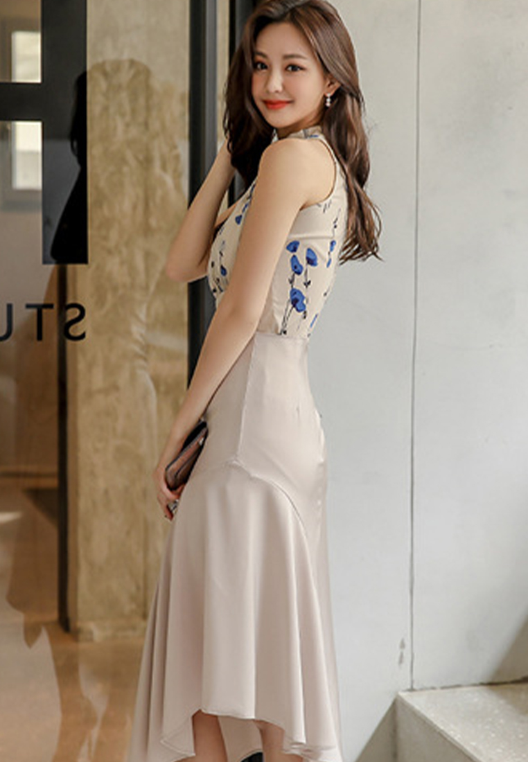 New printed top high waisted split skirt set CA250325114BE