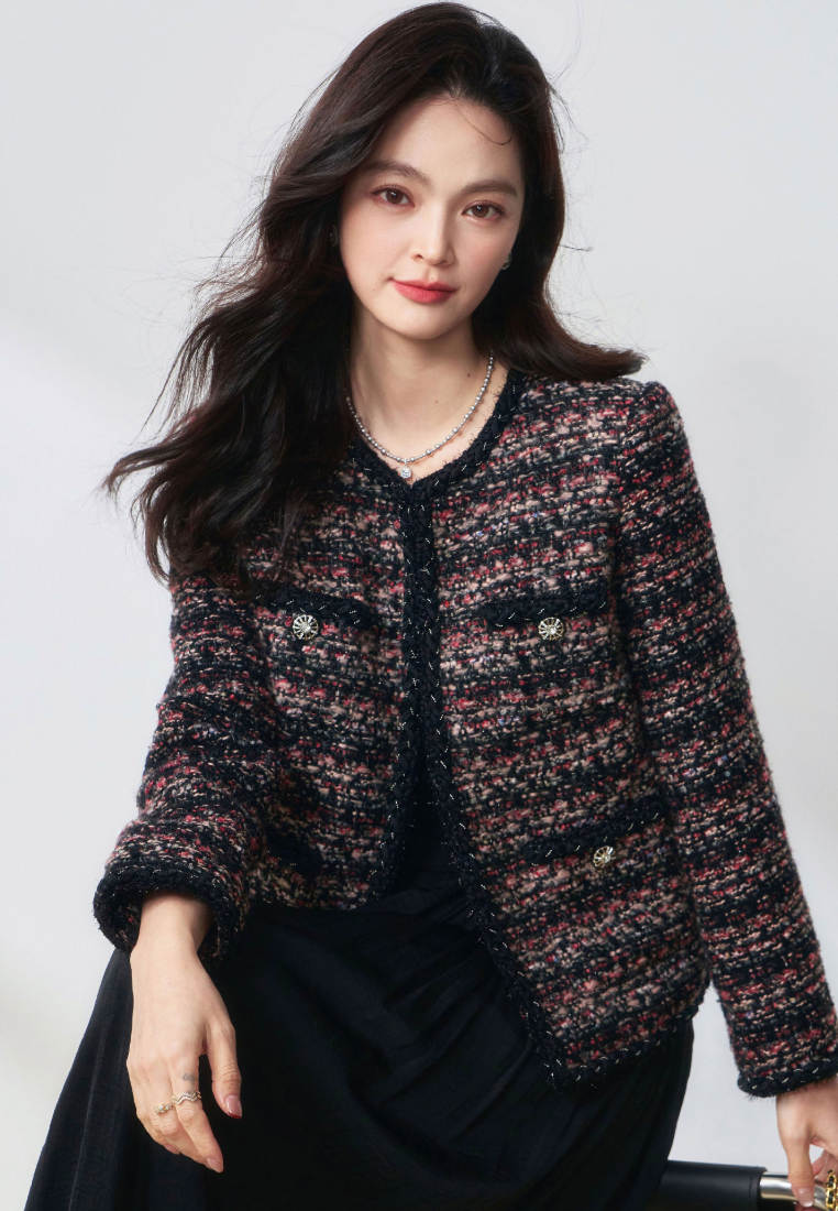 New Elegant Tweed Women French Jacket K25112109