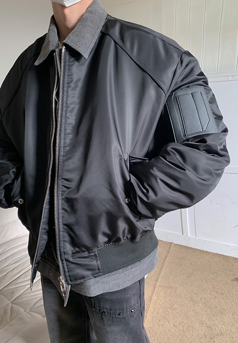 Winter premium denim patchwork jacket jacket CA24101414BK