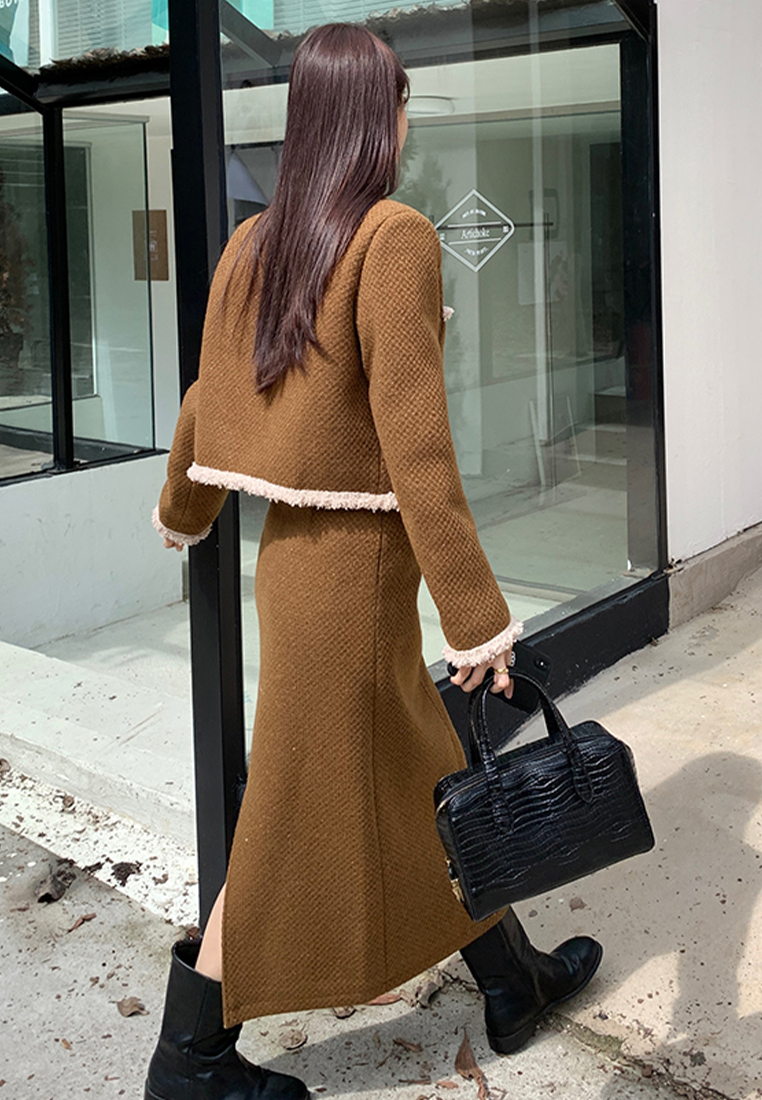 New retro jacket hip hugging skirt set CA241128114BW