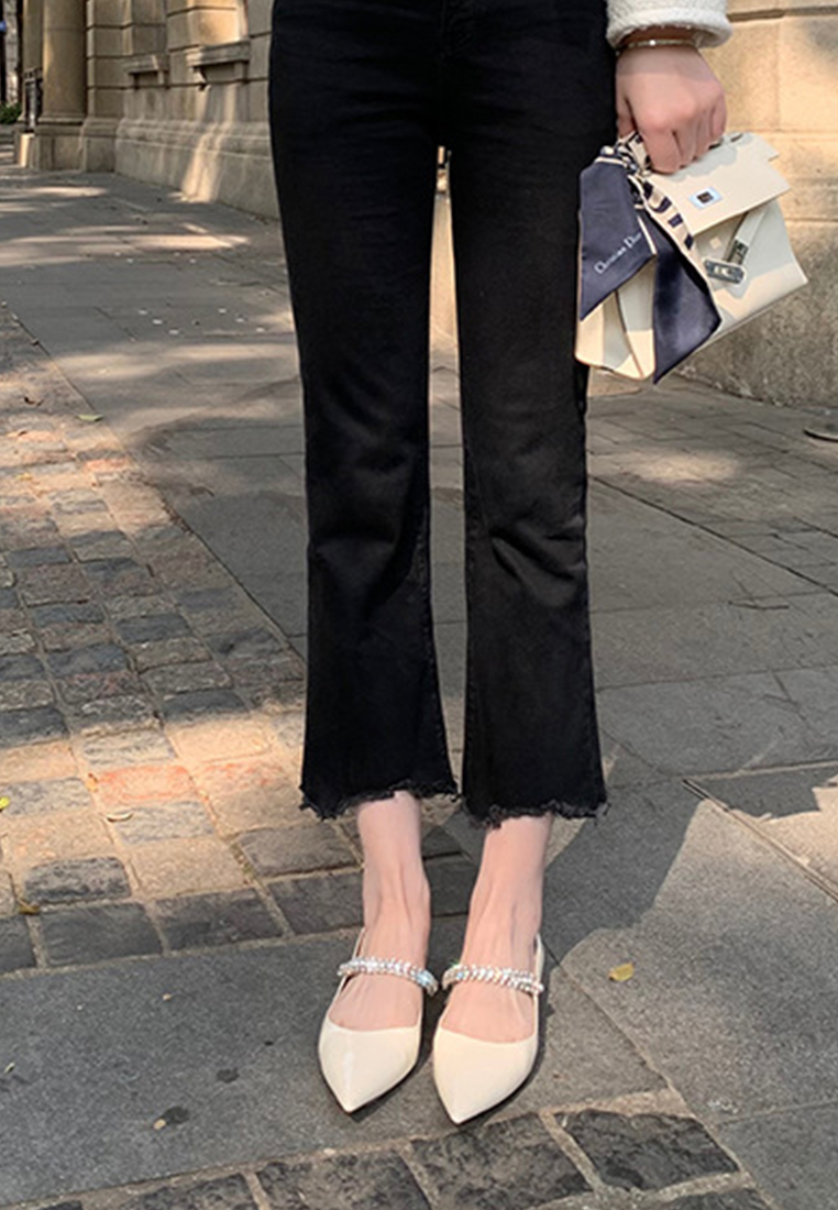 Spring and summer rhinestone shallow pointed flat shoes CA225042214PI