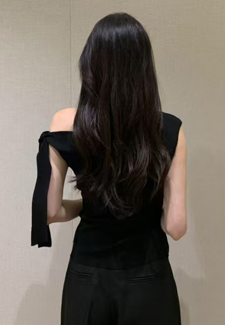 French style knitted short-sleeved top  CA25070914BK