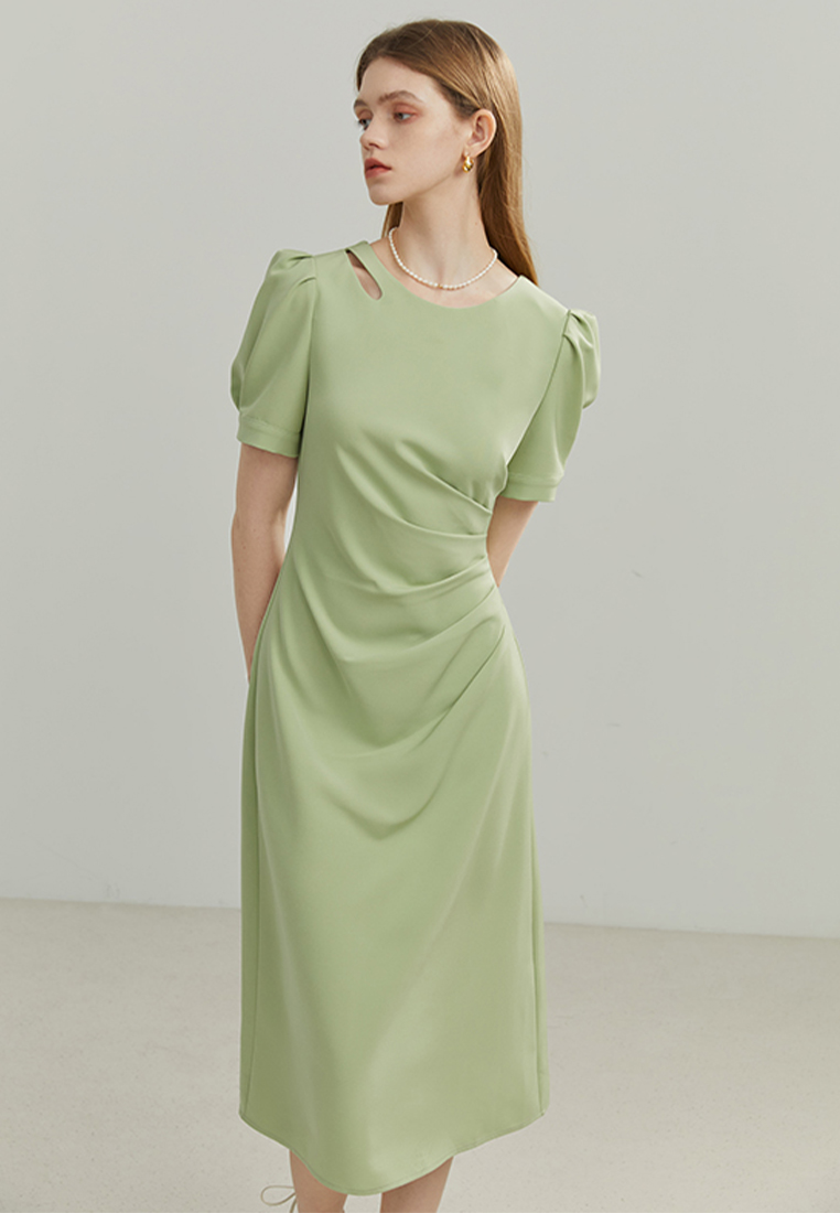 Black touch commuter short-sleeved French dress CA24030714BK