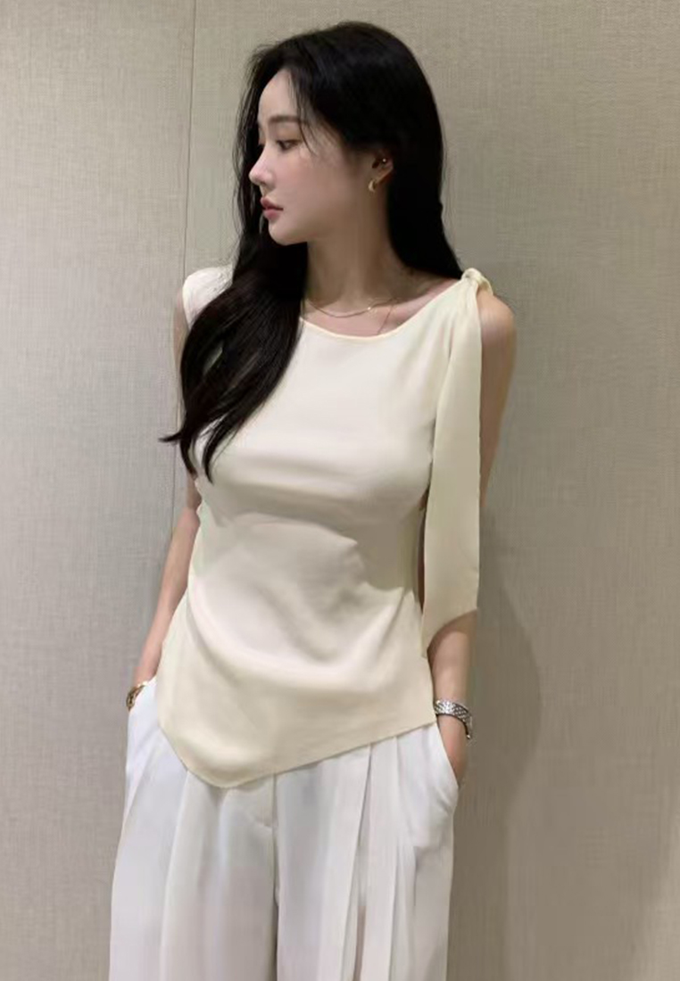 French style knitted short-sleeved top  CA25070914BK