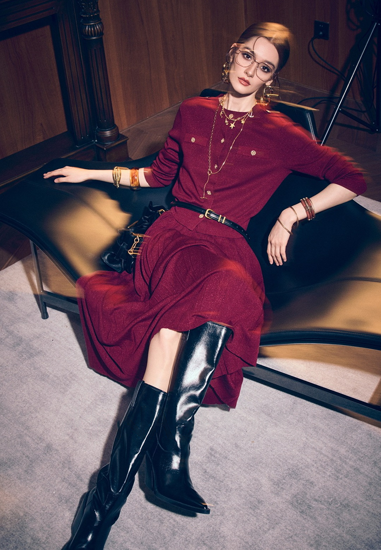 New Colorful Silk Knit Cardigan Set CA25092514BK