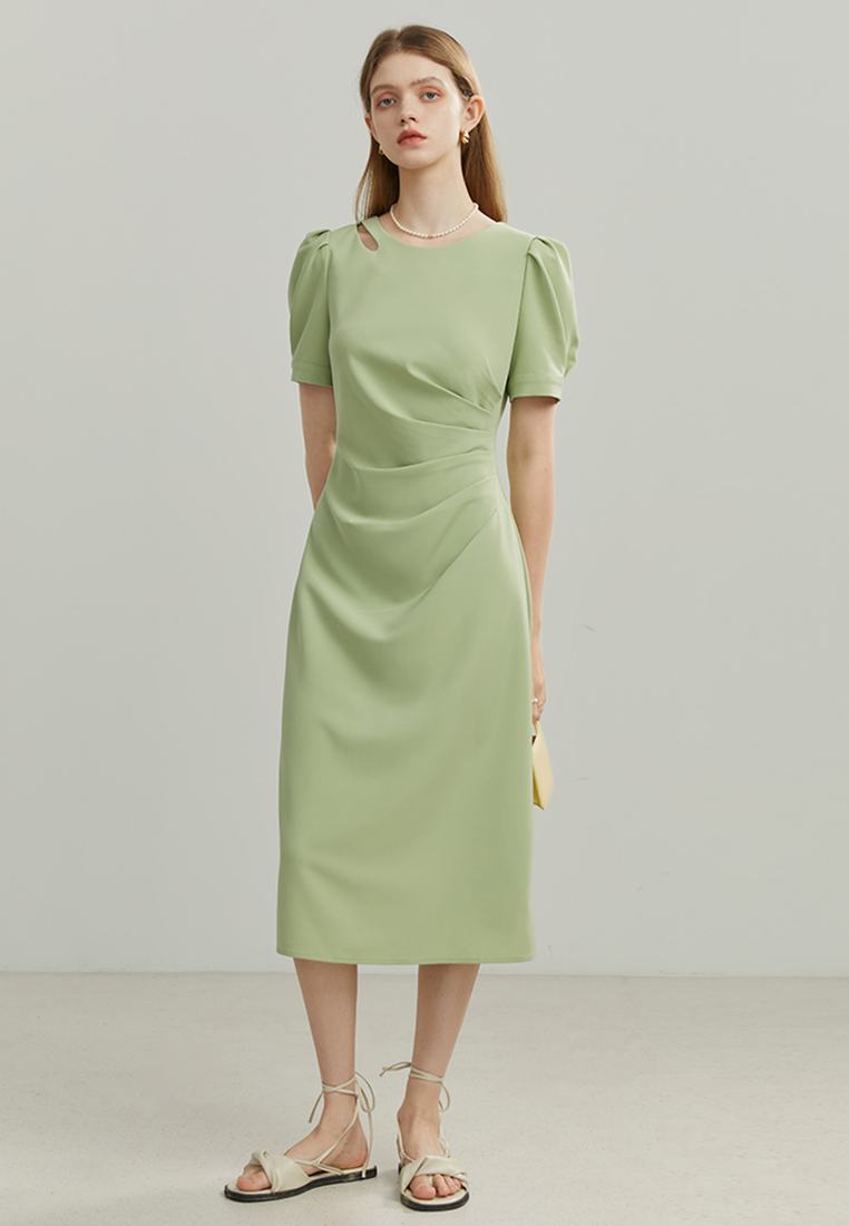 Black touch commuter short-sleeved French dress CA24030714BK