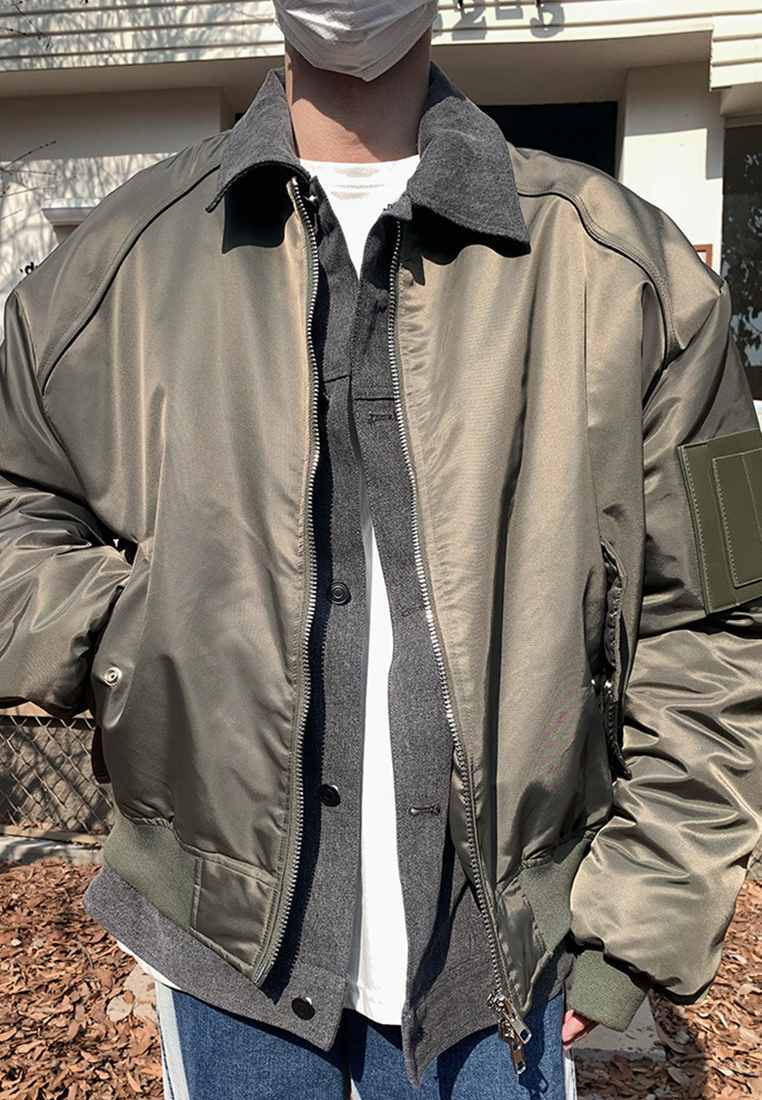 Winter premium denim patchwork jacket jacket CA24101414BK