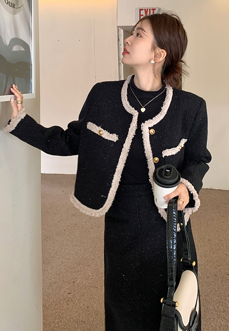 New retro jacket hip hugging skirt set CA241128114BW