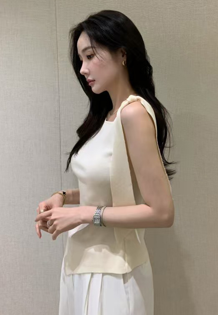 French style knitted short-sleeved top  CA25070914BK