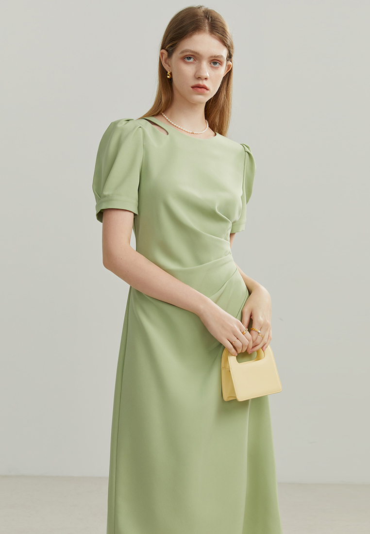 Black touch commuter short-sleeved French dress CA24030714BK