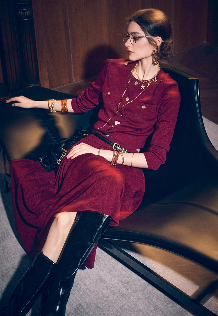 New Colorful Silk Knit Cardigan Set CA25092514BK