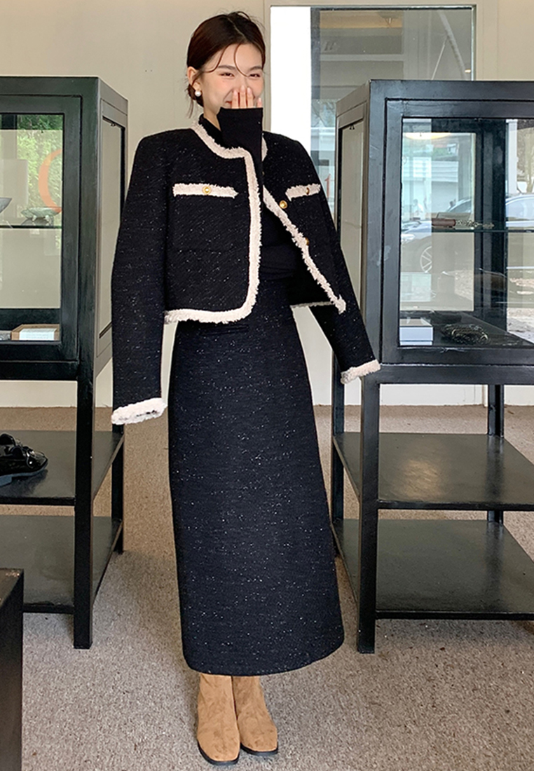 New retro jacket hip hugging skirt set CA241128114BW