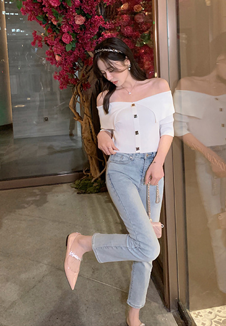 Spring and summer rhinestone shallow pointed flat shoes CA225042214PI