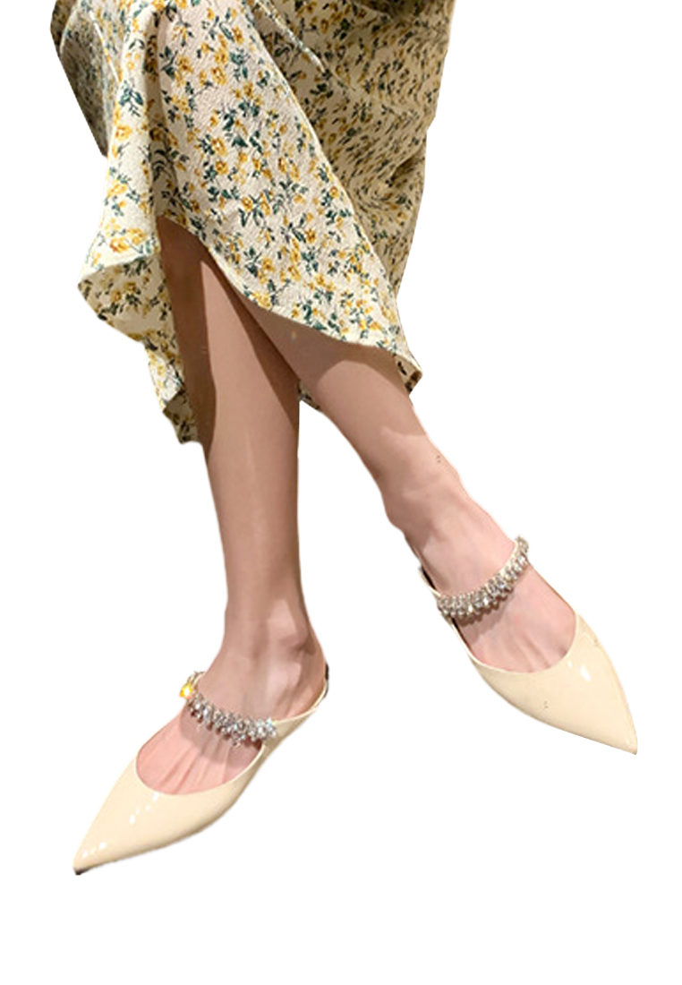 Spring and summer rhinestone shallow pointed flat shoes CA225042214PI