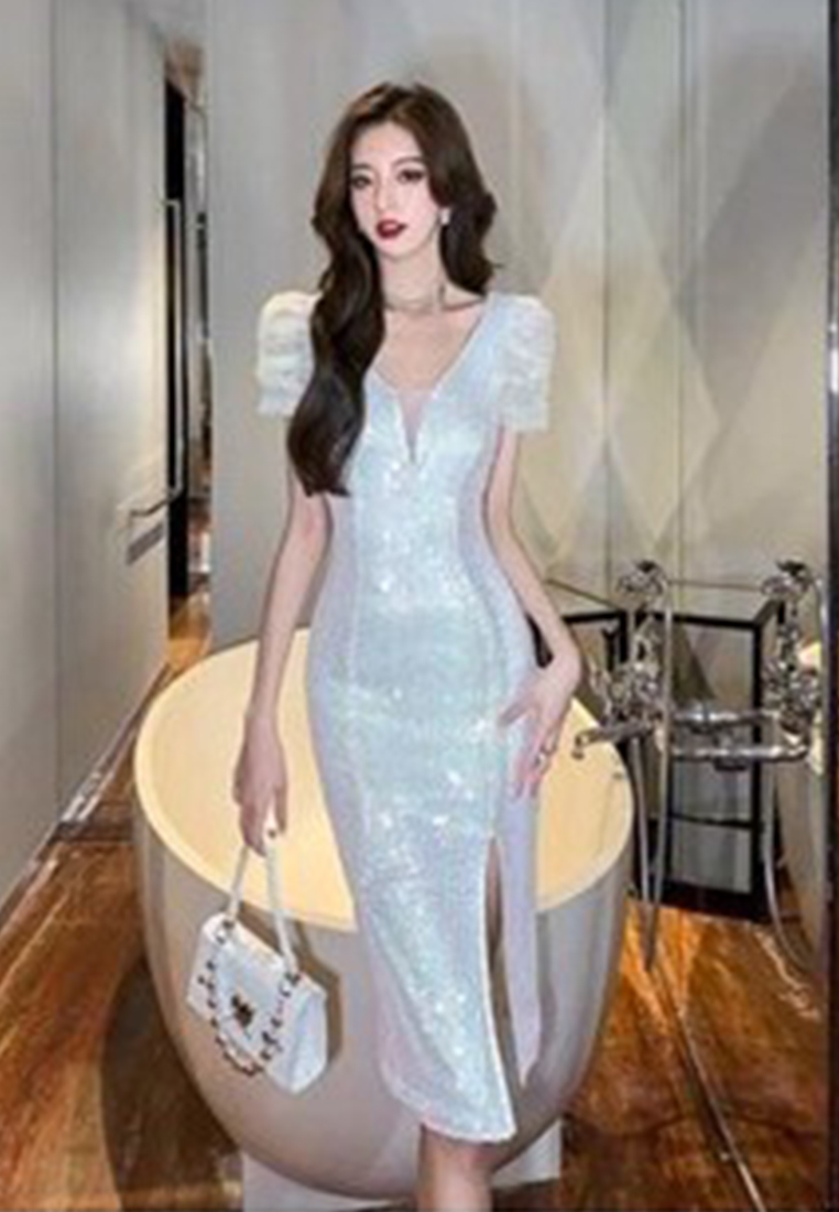 One-Piece Summer New Style Classy Craft Sequin Vacation Dress CA030602