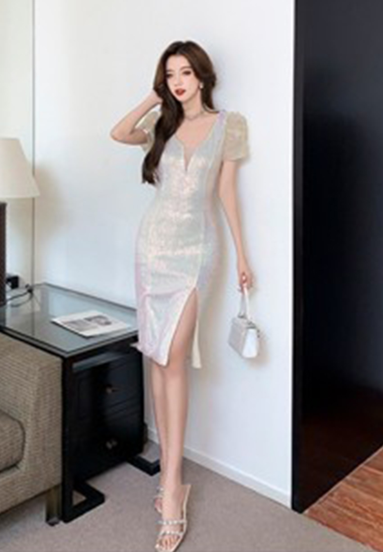 One-Piece Summer New Style Classy Craft Sequin Vacation Dress CA030602