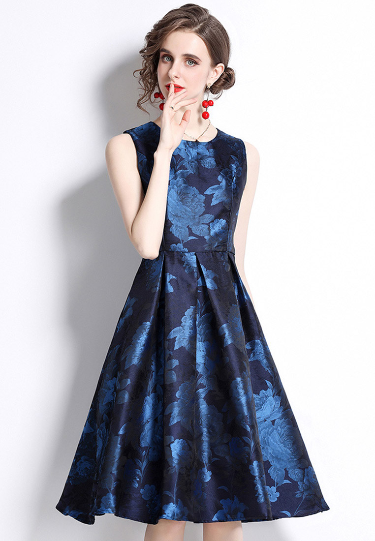 Temperament Jacquard A-Line Puffy One-Piece Dress A22021611