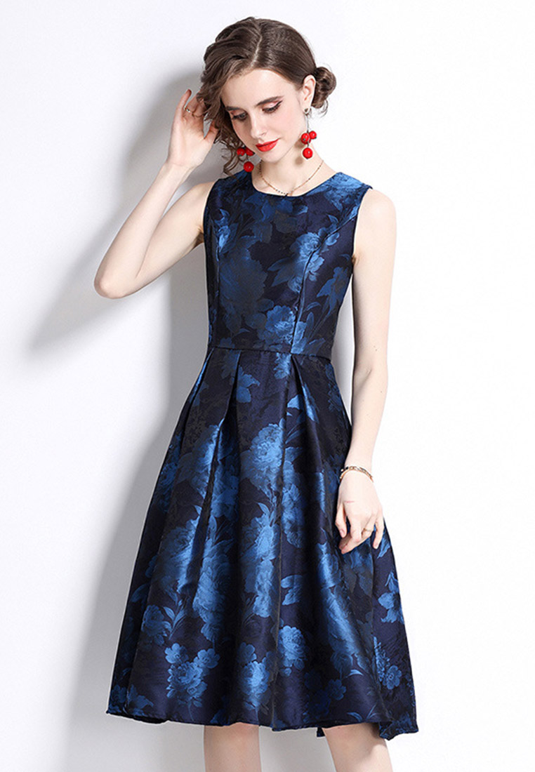 Temperament Jacquard A-Line Puffy One-Piece Dress A22021611