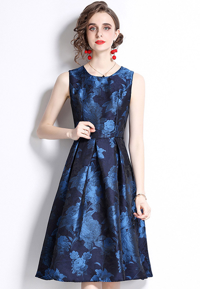 Temperament Jacquard A-Line Puffy One-Piece Dress A22021611