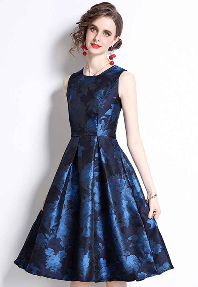 Temperament Jacquard A-Line Puffy One-Piece Dress A22021611