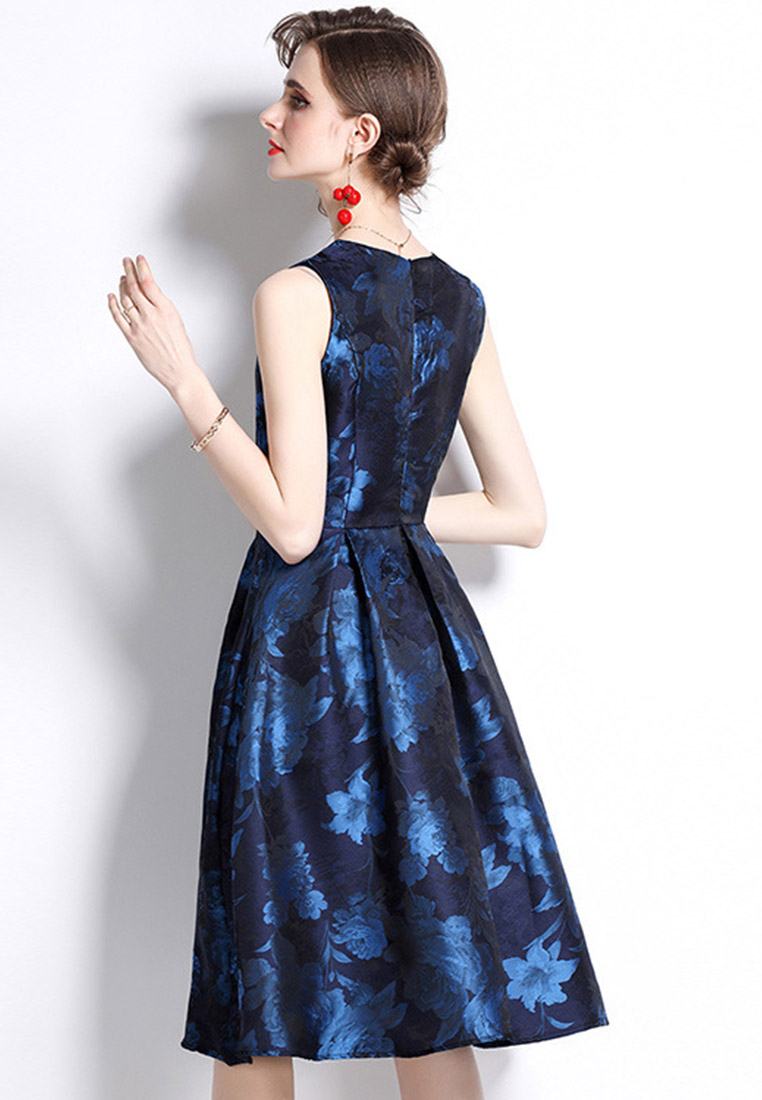 Temperament Jacquard A-Line Puffy One-Piece Dress A22021611