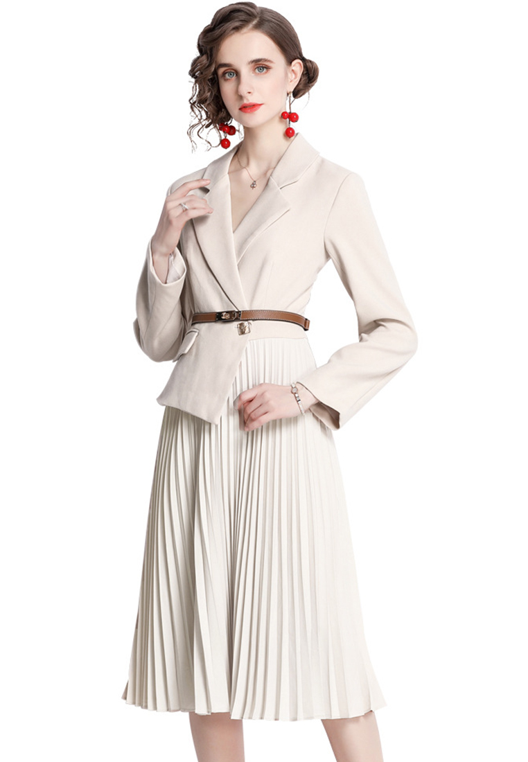 Elegant French Suit Fashionable Fake Two Piece Design Dress A110615