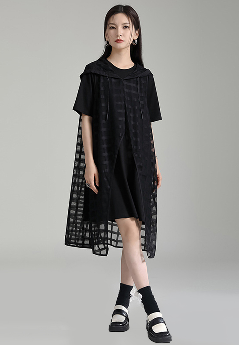 2024 New black hooded two-piece dress CA24030115BK