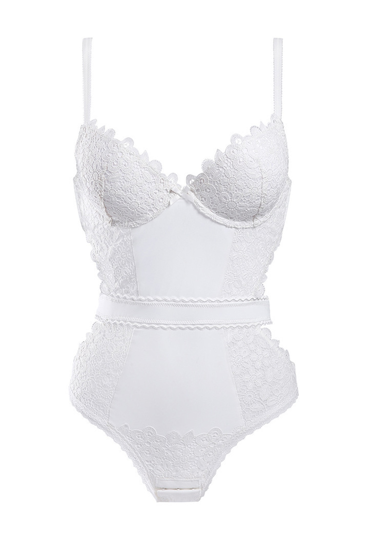 French Lace Push Up Underwired One-Piece Bra Underwear CA230504015W