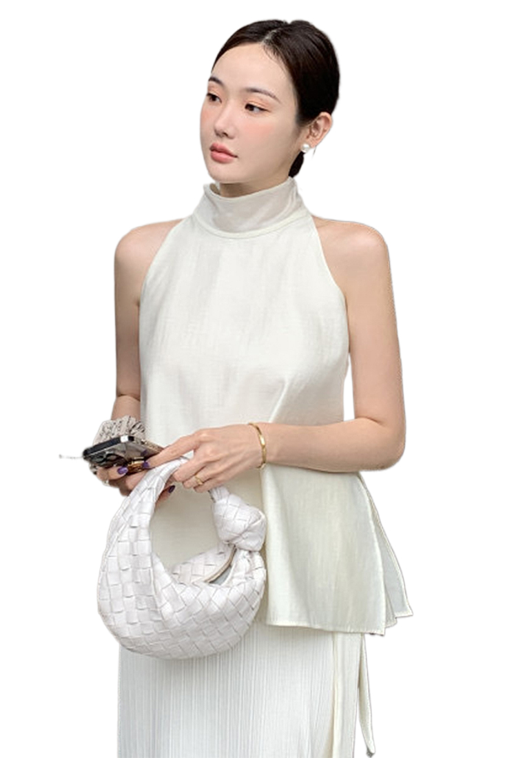 Summer New Style Stand up Collar Strap Top CA25042915BK