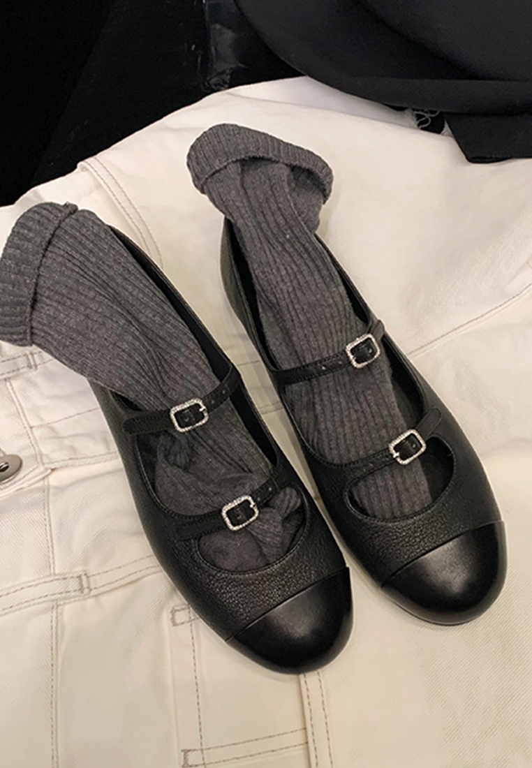 Retro French round-toe shallow flat leather shoes CA225042215RD