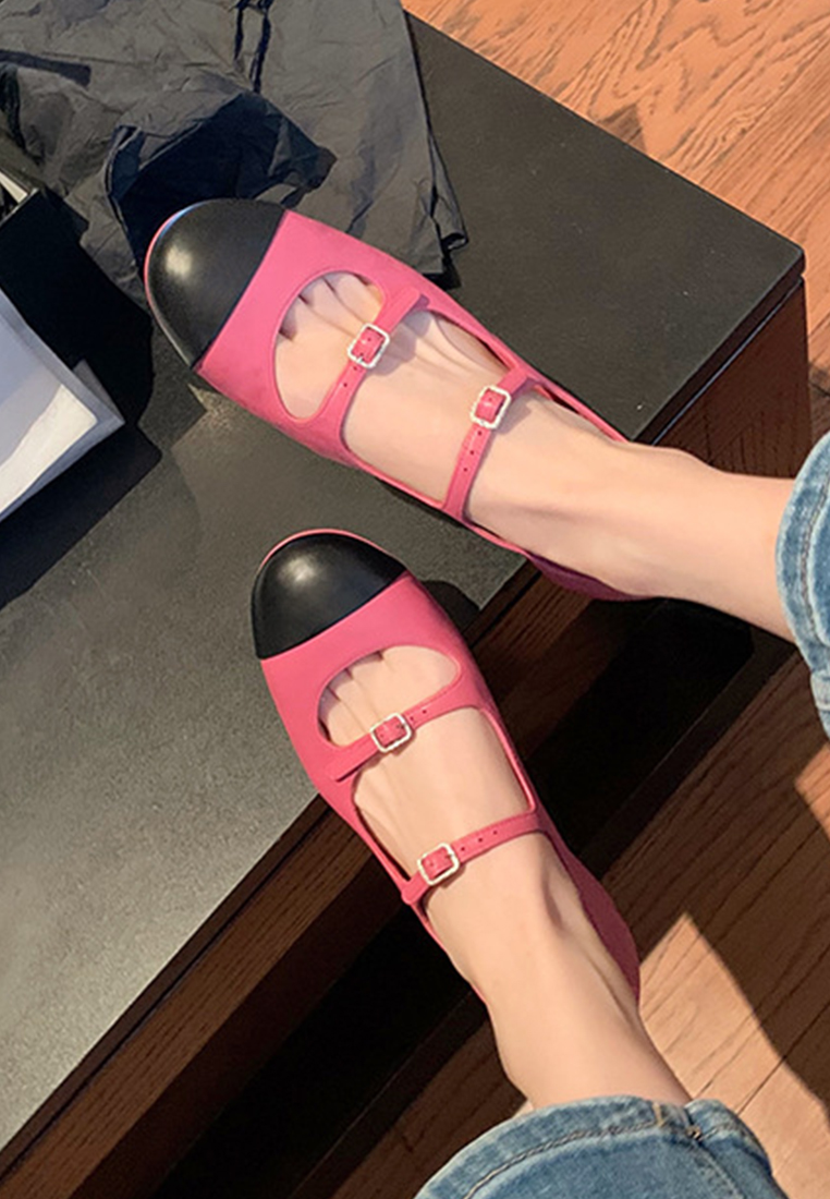 Retro French round-toe shallow flat leather shoes CA225042215RD