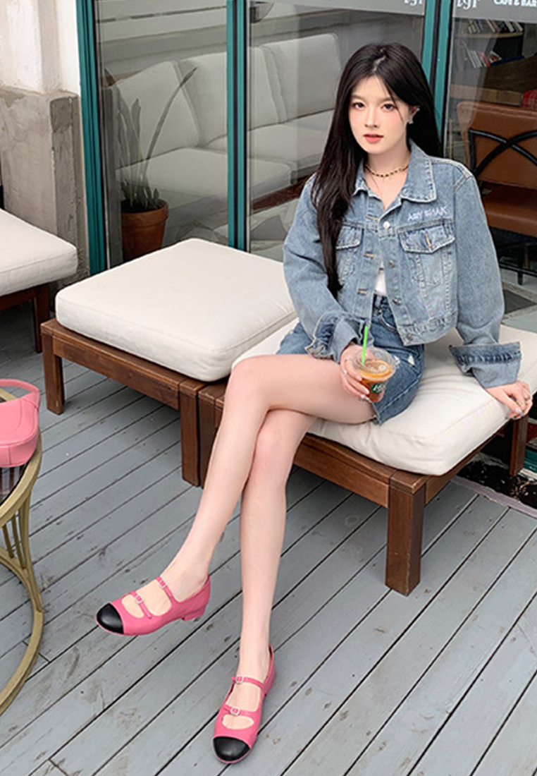 Retro French round-toe shallow flat leather shoes CA225042215RD