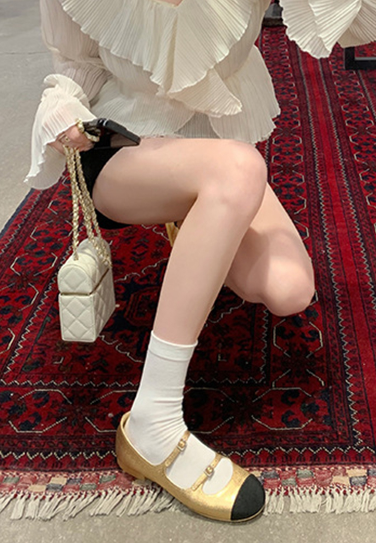 Retro French round-toe shallow flat leather shoes CA225042215RD