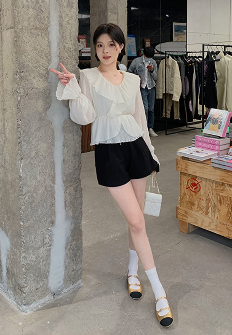 Retro French round-toe shallow flat leather shoes CA225042215RD