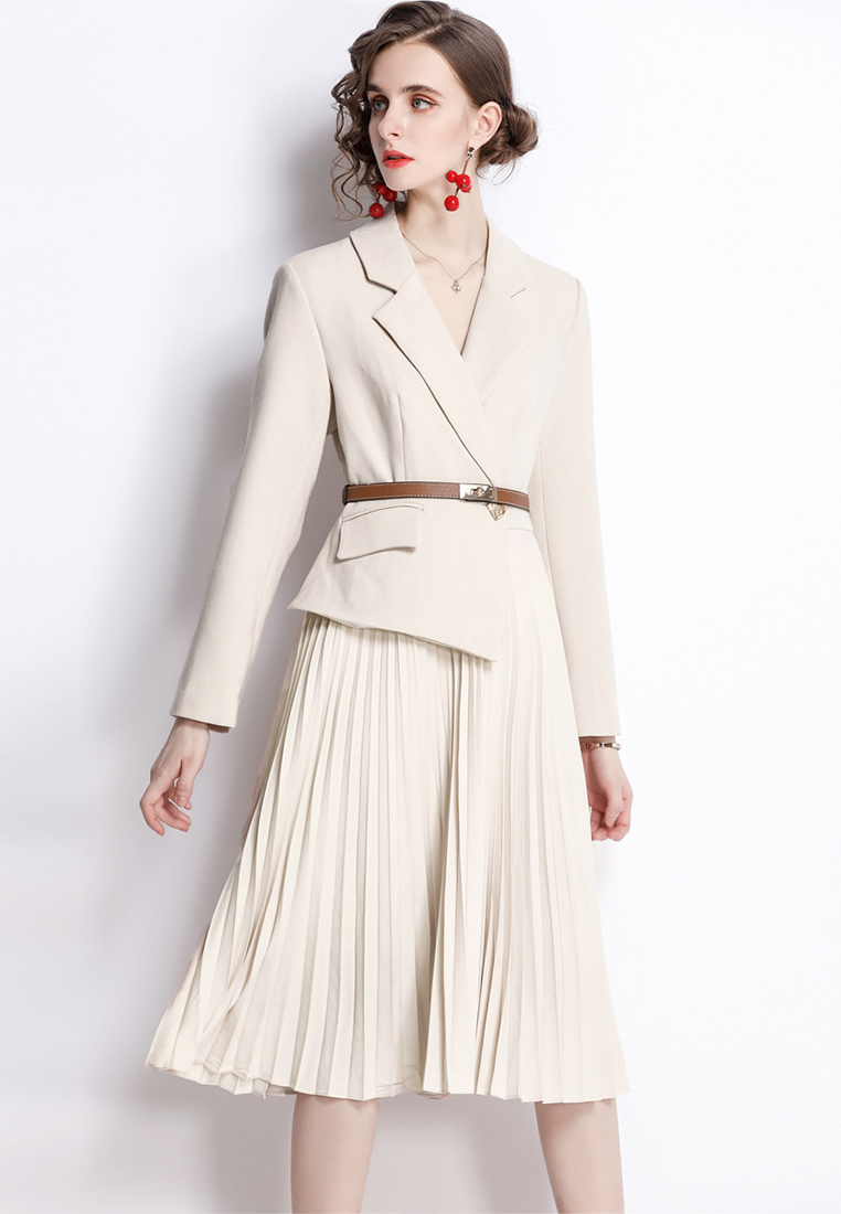 Elegant French Suit Fashionable Fake Two Piece Design Dress A110615