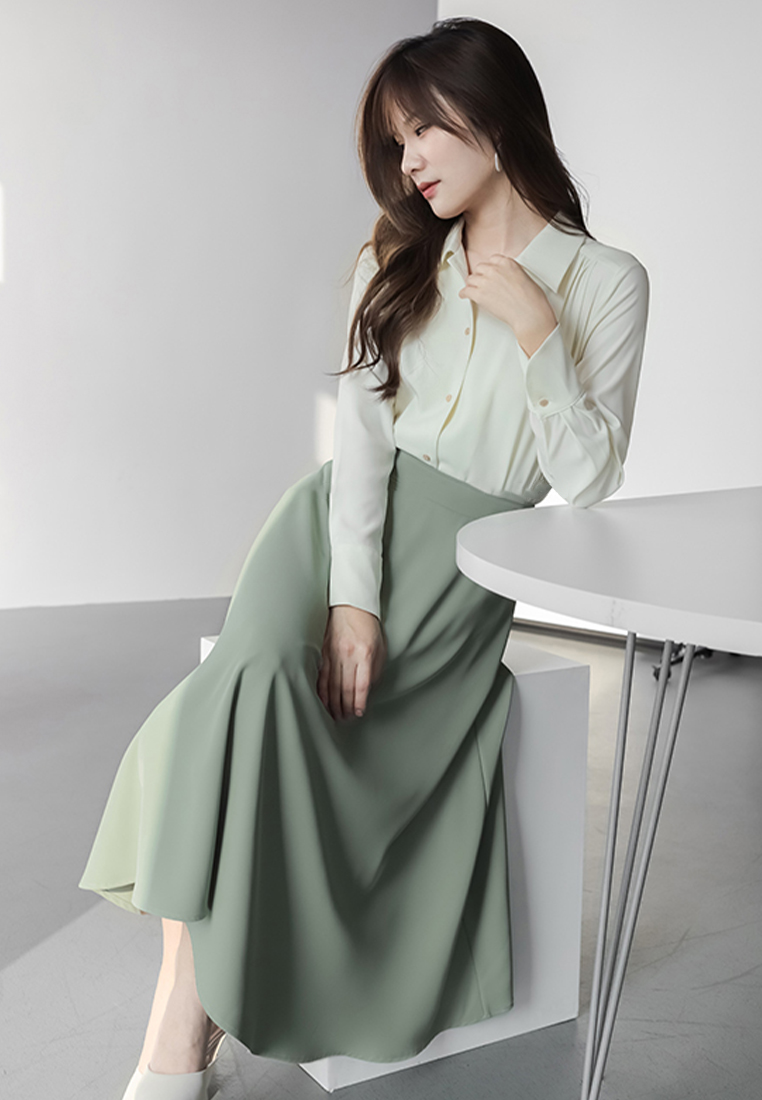 New commuter high-waisted A-line skirt CA24030715GR