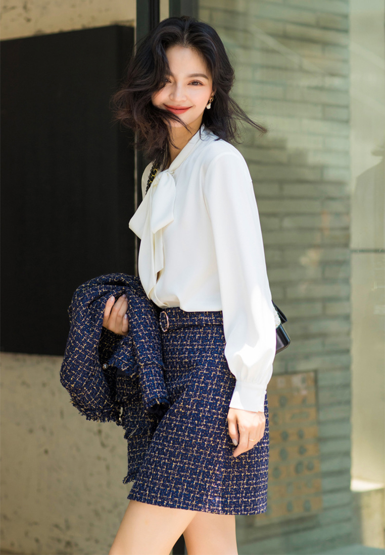 2024 Autumn new bow style retro top CA24091115W