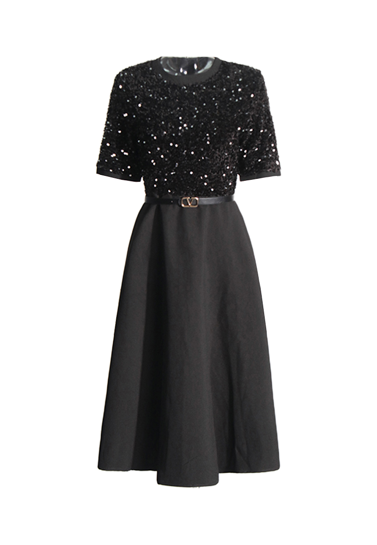 Sparkling patchwork fashionable dress with temperament CA242111915BK