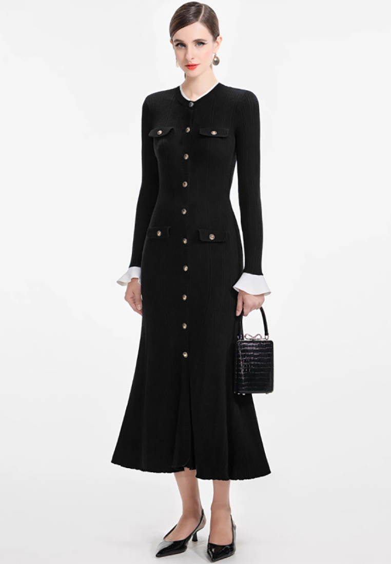 Autumn/Winter Knit Long Sleeve Mermaid Bodycon Dress CA25091515BK