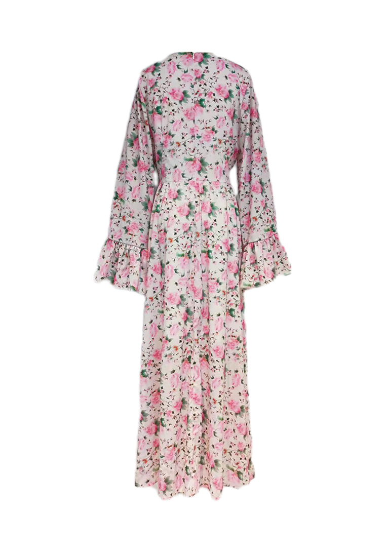 2024 Pink V-neck Slimming Waist Dress CA24081615PI