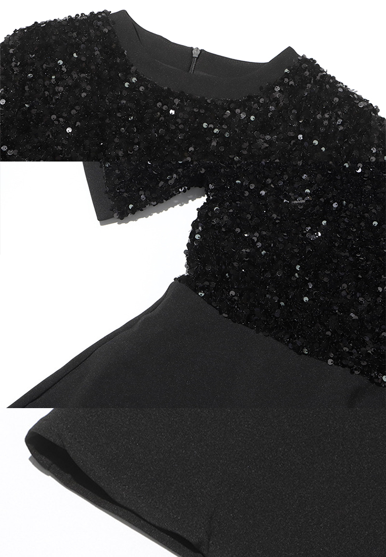 Sparkling patchwork fashionable dress with temperament CA242111915BK