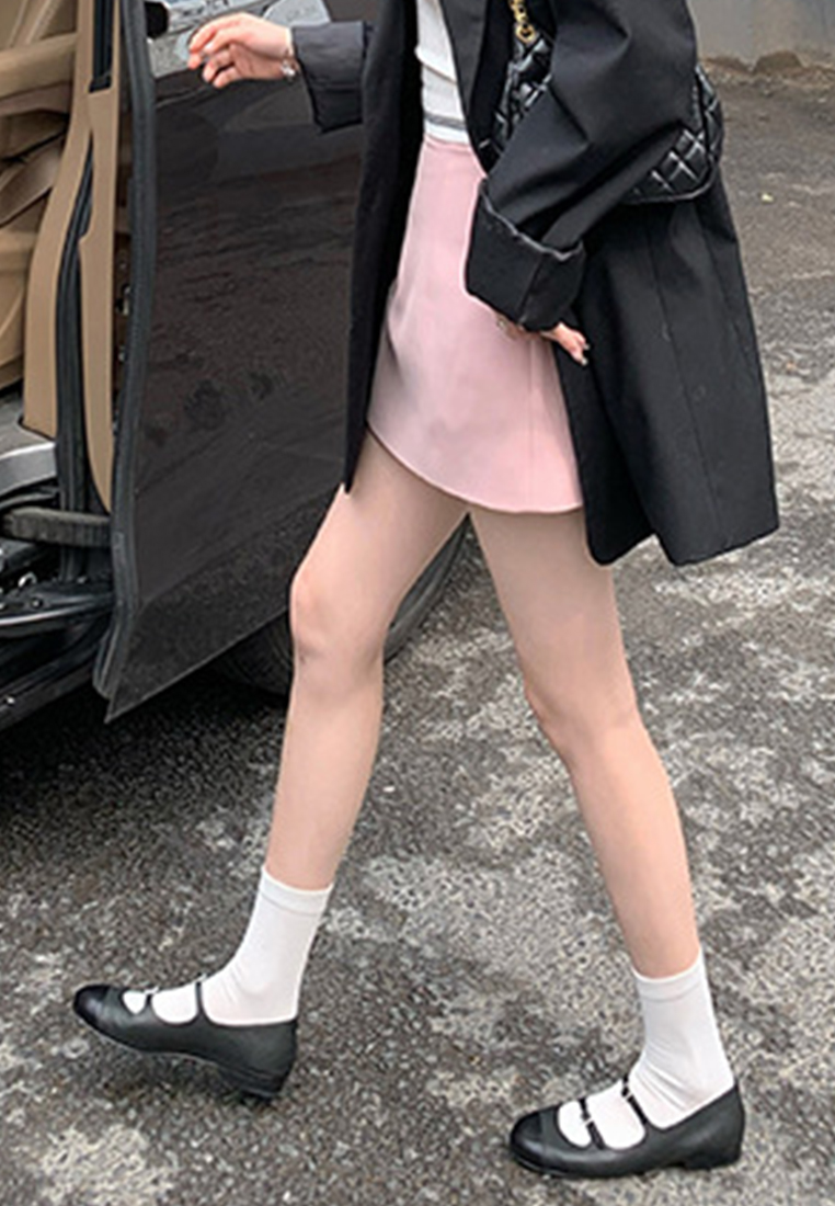 Retro French round-toe shallow flat leather shoes CA225042215RD