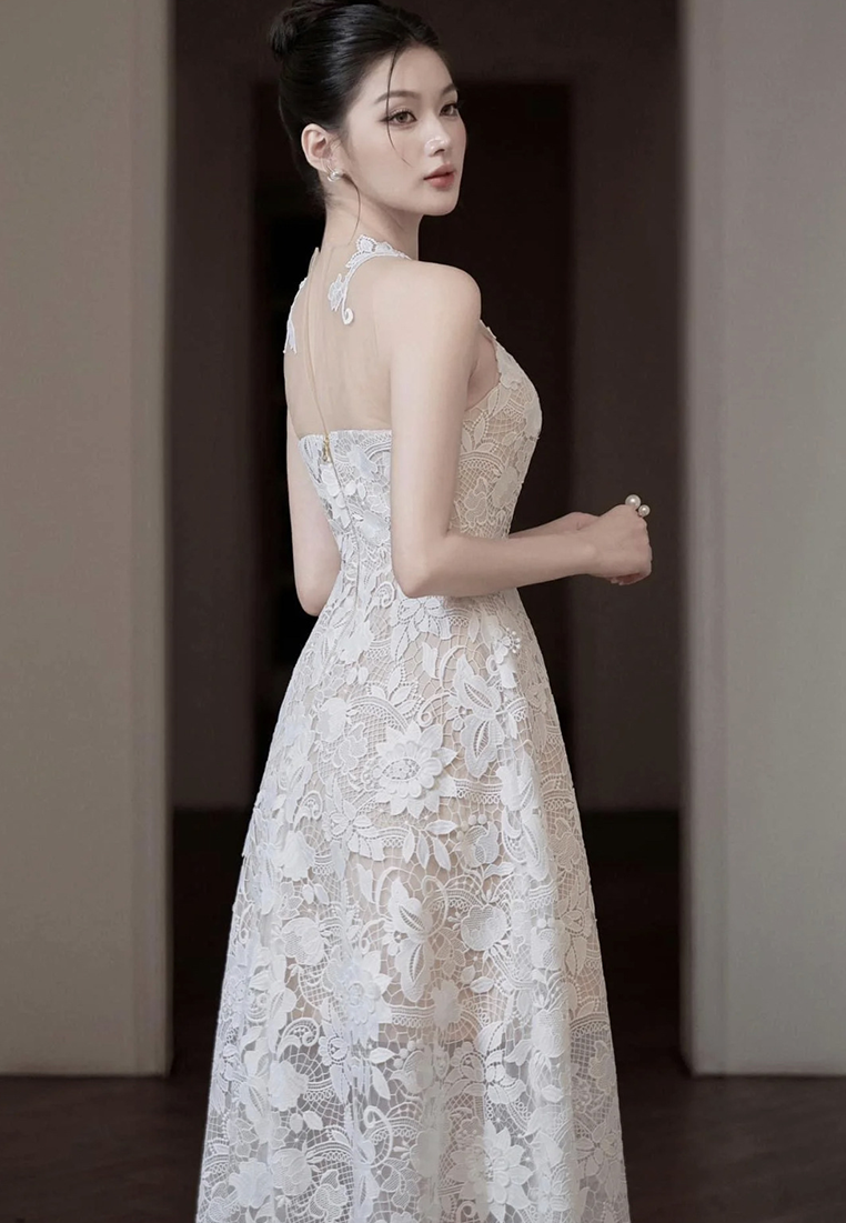 New arrival white lace engagement dress CA25092515W