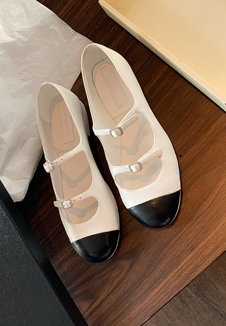 Retro French round-toe shallow flat leather shoes CA225042215RD