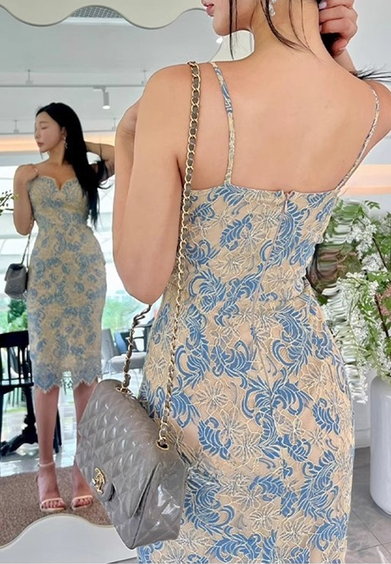 Summer New Korean Style Slim Lace Suspender Dress CA25060315BL