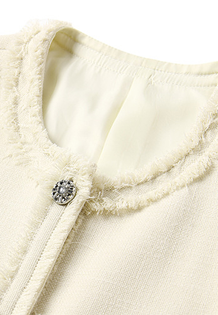 Exquisite tassel hand-welded round neck short coat CA101915