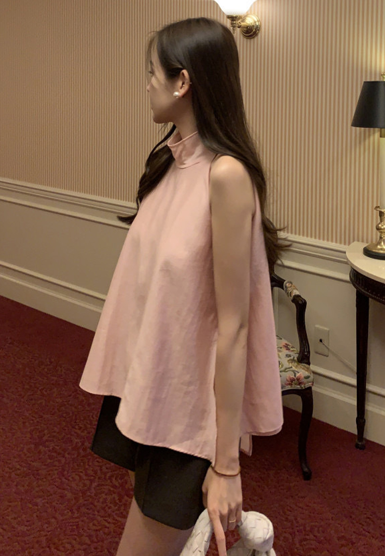 Summer New Style Stand up Collar Strap Top CA25042915BK