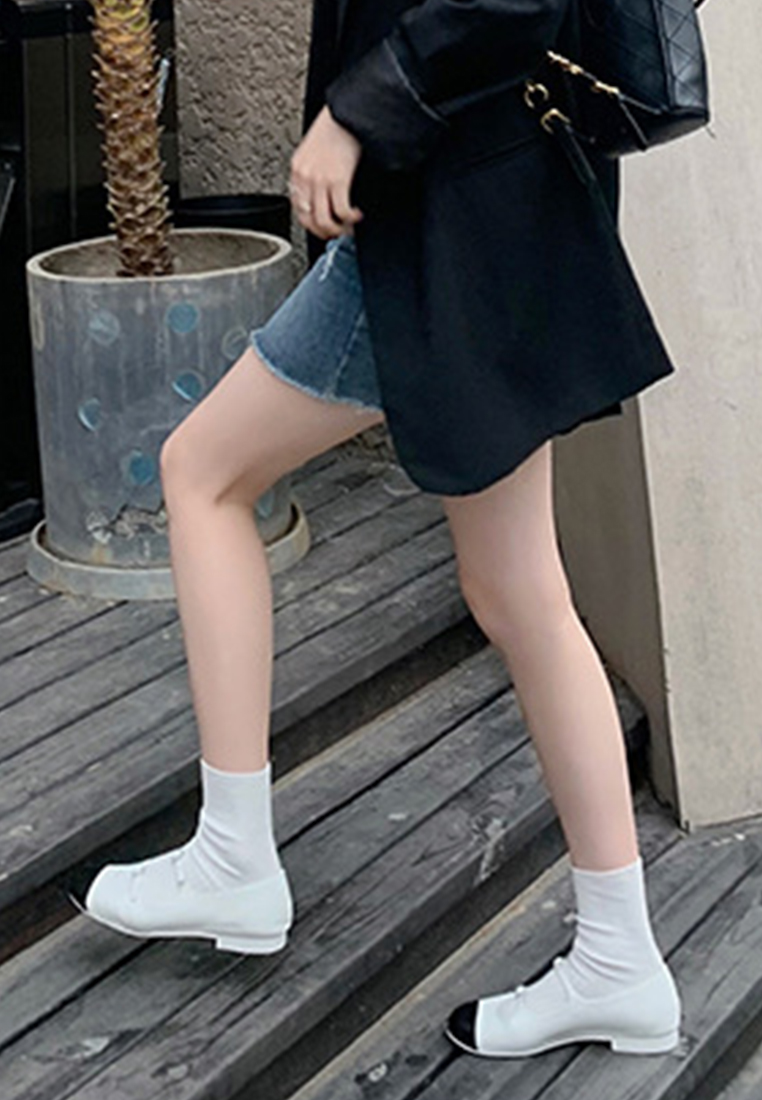 Retro French round-toe shallow flat leather shoes CA225042215RD