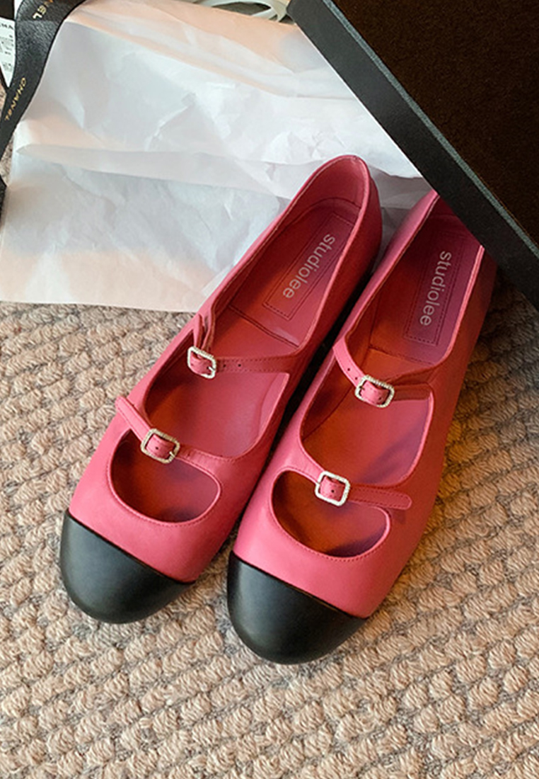 Retro French round-toe shallow flat leather shoes CA225042215RD